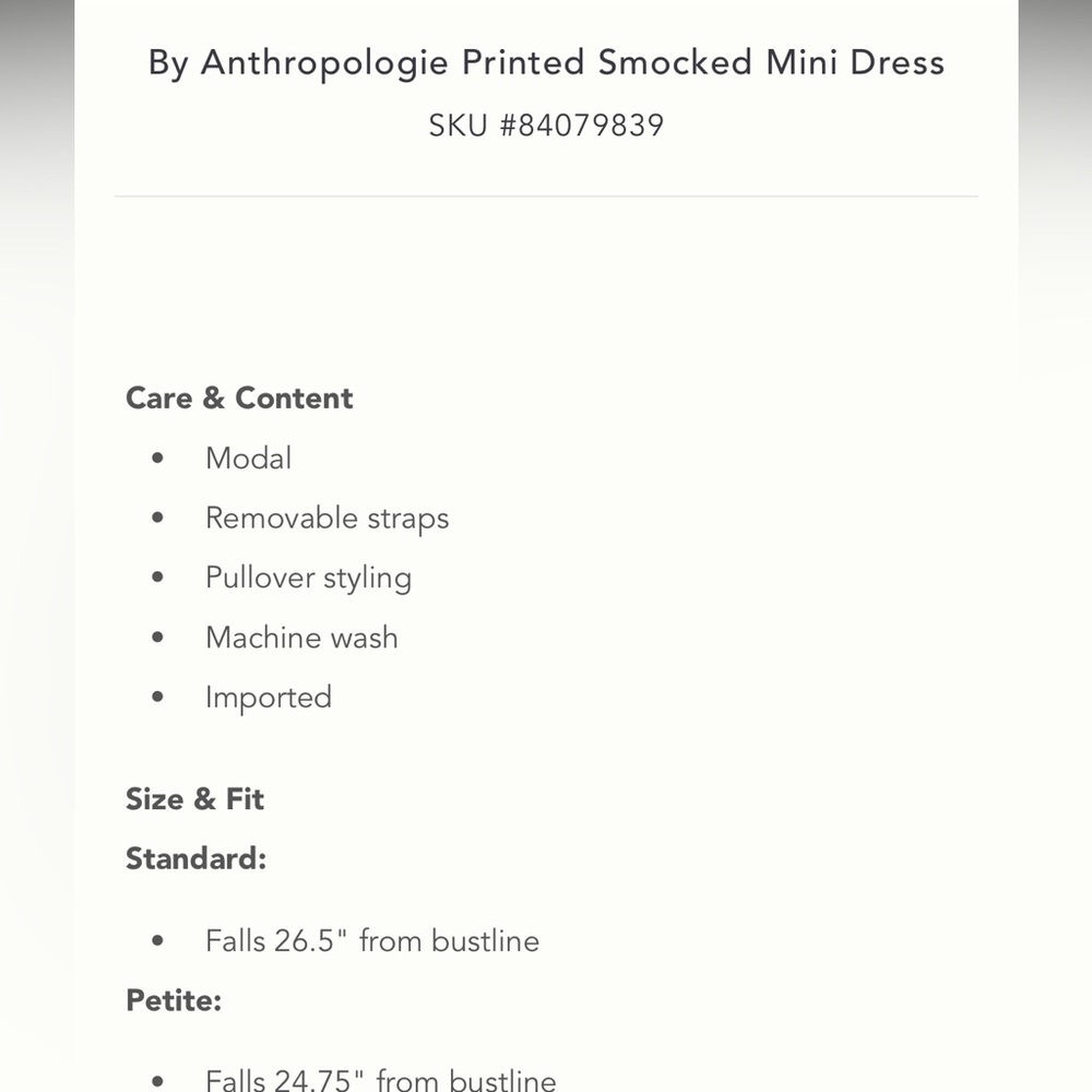 By Anthropologie NWT smocked yellow mini dress/cover-up, Sz S, removable straps - Picture 4 of 7